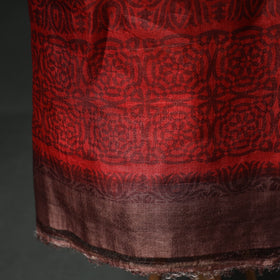 Pure Handloom Tussar Silk Hand Batik Print Unstitched Dress Material: Kurta with Dupatta 01