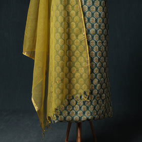Sanganeri Hand Block Print Cotton 2pc Unstitched Dress Material Kurta Set with Earrings 04