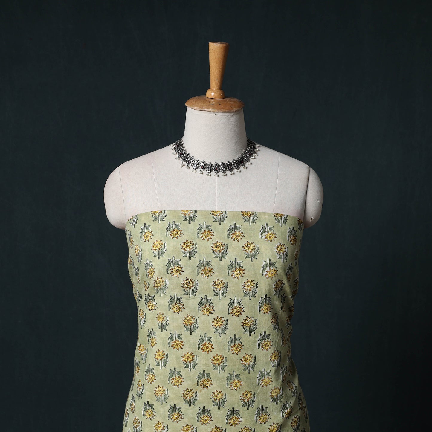 Sanganeri Hand Block Print Cotton 2pc Unstitched Dress Material Kurta Set with Earrings 05