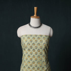 Sanganeri Hand Block Print Cotton 2pc Unstitched Dress Material Kurta Set with Earrings 05
