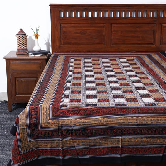 Multicolor - Bagru Hand Block Printed Cotton Single Bed Cover (90 x 60 in)