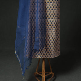 Sanganeri Hand Block Print Cotton 2pc Unstitched Dress Material Kurta Set with Jewellery 05