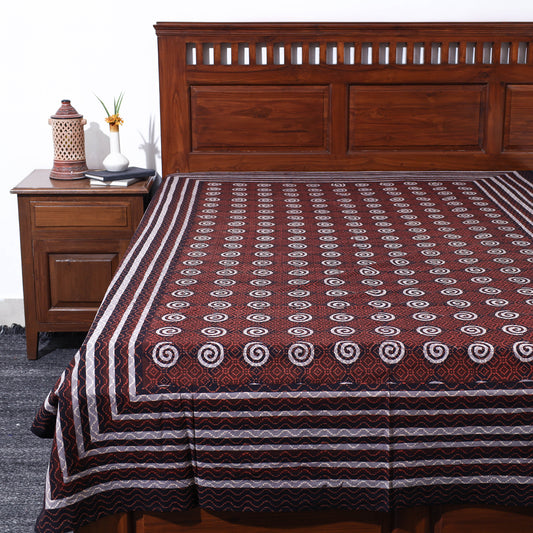 Maroon - Bagru Hand Block Printed Cotton Single Bed Cover (90 x 60 in)