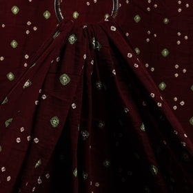 Buy Maroon Kutch Tie-Dye Satin Cotton Bandhani Fabric Online