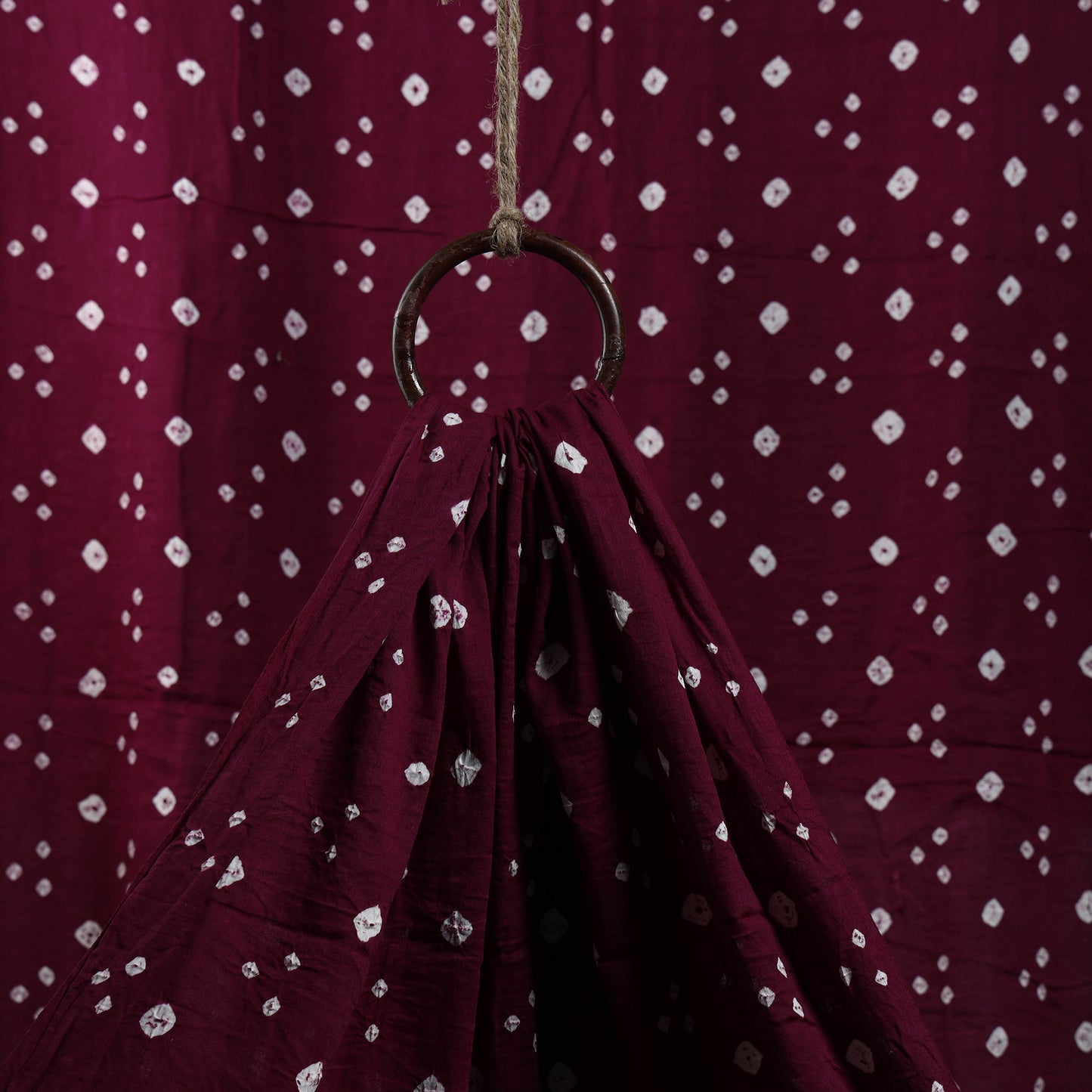 Maroon - Kutch Tie-Dye Satin Cotton Bandhani Fabric 32