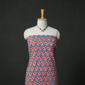 Sanganeri Hand Block Print Cotton 2pc Unstitched Dress Material Kurta Set with Jewellery 08