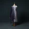 Sanganeri Hand Block Print Cotton 2pc Unstitched Dress Material Kurta Set with Earrings 12