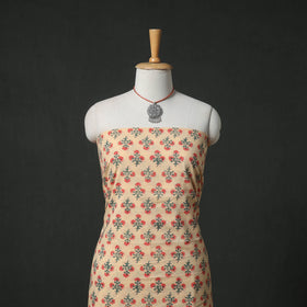 Sanganeri Hand Block Print Cotton 2pc Unstitched Dress Material Kurta Set with Jewellery 10