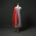 Sanganeri Hand Block Print Cotton 2pc Unstitched Dress Material Kurta Set with Jewellery 12
