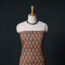 Sanganeri Hand Block Print Cotton 2pc Unstitched Dress Material Kurta Set with Earrings 15