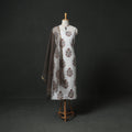 Sanganeri Hand Block Print Cotton 2pc Unstitched Dress Material Kurta Set with Jewellery 14