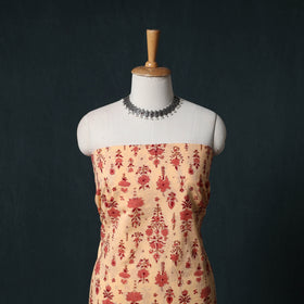 Sanganeri Hand Block Print Cotton 2pc Unstitched Dress Material Kurta Set with Earrings 16