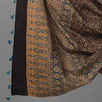 Brown - Hand Block Print Cotton 3pc Ajrakh Dress Material 01