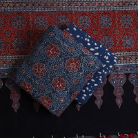 Blue - Hand Block Print Cotton 3pc Ajrakh Dress Material 05