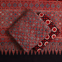 Red - Hand Block Print Cotton 3pc Ajrakh Dress Material 06