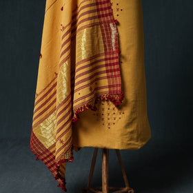 Kutch Bhujodi Handwoven Kala Cotton 3pc Unstitched Dress Material Suit Set 01
