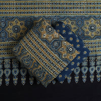 Blue - Hand Block Print Cotton 3pc Ajrakh Dress Material 09