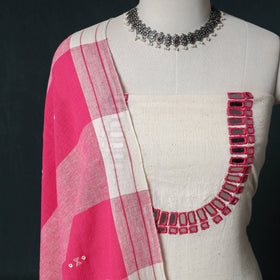 Kutch Bhujodi Handwoven Kala Cotton 3pc Unstitched Dress Material Suit Set 02