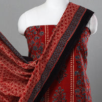 Red - Hand Block Print Cotton 3pc Ajrakh Dress Material 18