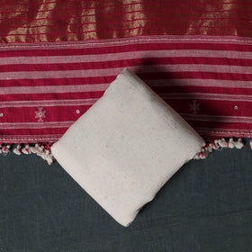 Kutch Bhujodi Handwoven Kala Cotton 3pc Unstitched Dress Material Suit Set 02