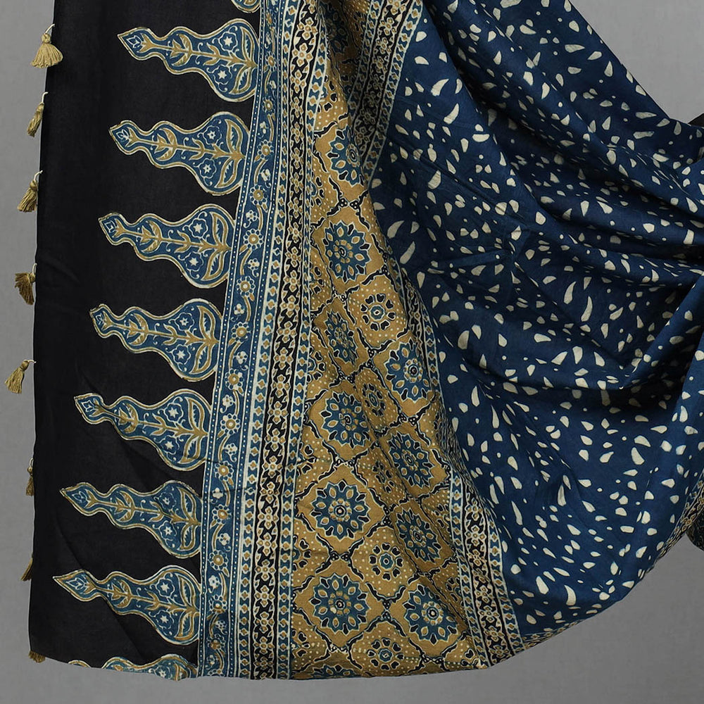 Blue - Hand Block Print Cotton 3pc Ajrakh Dress Material 19