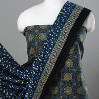 Blue - Hand Block Print Cotton 3pc Ajrakh Dress Material 19