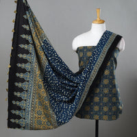 Blue - Hand Block Print Cotton 3pc Ajrakh Dress Material 19