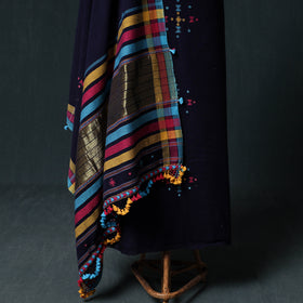 Kutch Bhujodi Handwoven Kala Cotton 3pc Unstitched Dress Material Suit Set 04