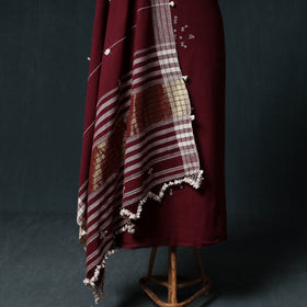Kutch Bhujodi Handwoven Kala Cotton 3pc Unstitched Dress Material Suit Set 05
