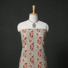 Bagru Hand Block Print Cotton 2pc Unstitched Dress Material Kurta Set with Jewellery 27