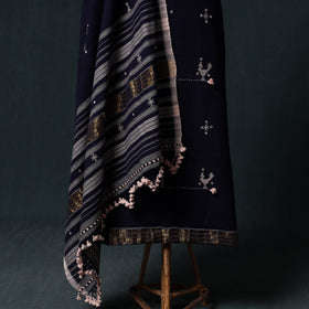Kutch Handwoven Mirror Work Kala Cotton 3pc Unstitched Dress Material Suit Set 03