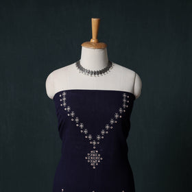 Kutch Handwoven Mirror Work Kala Cotton 3pc Unstitched Dress Material Suit Set 03