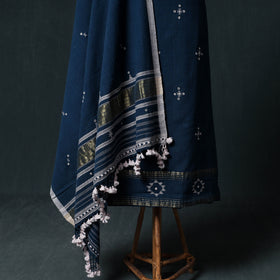 Kutch Handwoven Mirror Work Kala Cotton 3pc Unstitched Dress Material Suit Set 05
