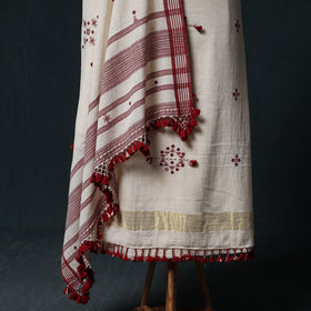 Kutch Handwoven Mirror Work Kala Cotton 3pc Unstitched Dress Material Suit Set 06
