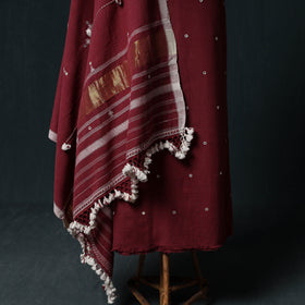 Kutch Handwoven Mirror Work Kala Cotton 3pc Unstitched Dress Material Suit Set 08