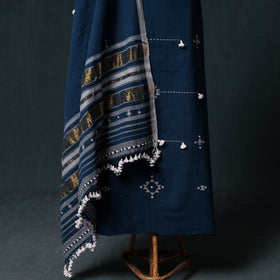 Kutch Handwoven Mirror Work Kala Cotton 3pc Unstitched Dress Material Suit Set 07