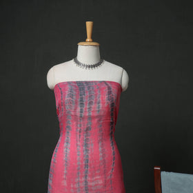 Pink - Shibori Tie-Dye Kota Doria Cotton 3pc Unstitched Dress Material Suit Set 08