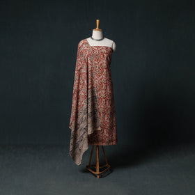 Pedana Hand Block Print Natural Dyed Cotton Kalamkari Unstitched Dress Material Kurta Set 01