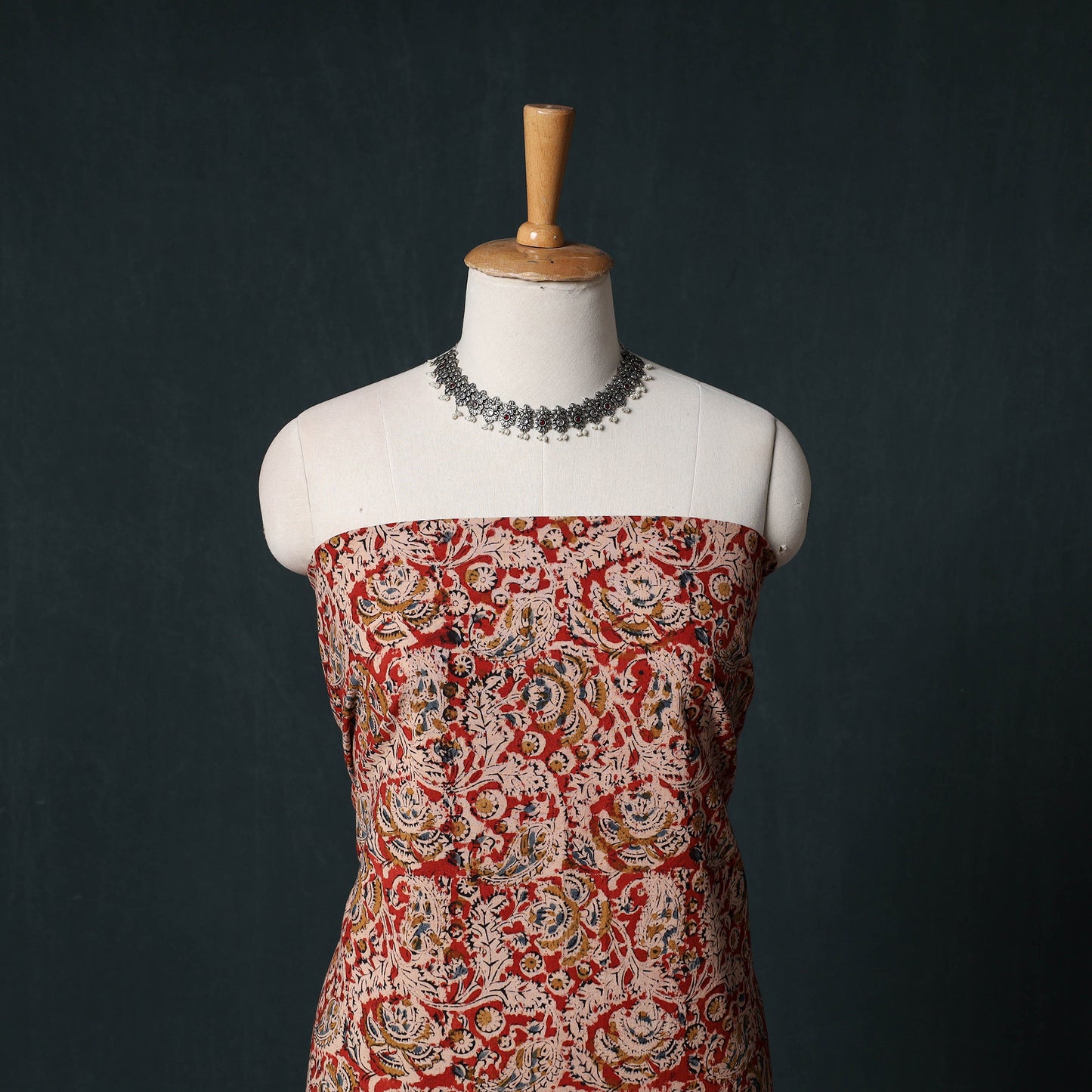 Pedana Hand Block Print Natural Dyed Cotton Kalamkari Unstitched Dress Material Kurta Set 01