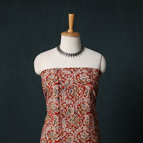 Pedana Hand Block Print Natural Dyed Cotton Kalamkari Unstitched Dress Material Kurta Set 01