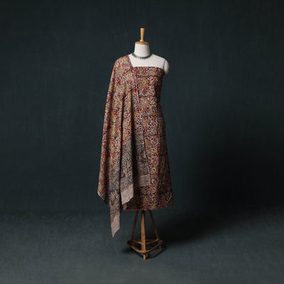 Pedana Hand Block Print Natural Dyed Cotton Kalamkari Unstitched Dress Material Kurta Set 02