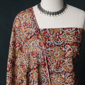 Pedana Hand Block Print Natural Dyed Cotton Kalamkari Unstitched Dress Material Kurta Set 02