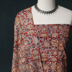 Pedana Hand Block Print Natural Dyed Cotton Kalamkari Unstitched Dress Material Kurta Set 03