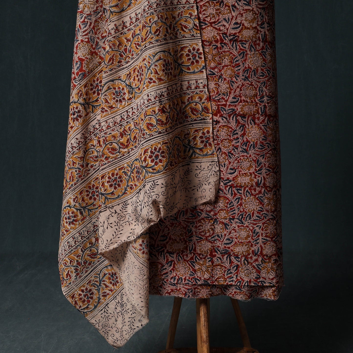 Pedana Hand Block Print Natural Dyed Cotton Kalamkari Unstitched Dress Material Kurta Set 03