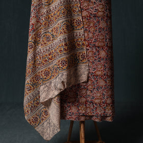 Pedana Hand Block Print Natural Dyed Cotton Kalamkari Unstitched Dress Material Kurta Set 03