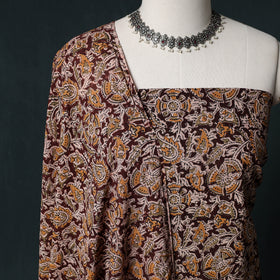 Pedana Hand Block Print Natural Dyed Cotton Kalamkari Unstitched Dress Material Kurta Set 04
