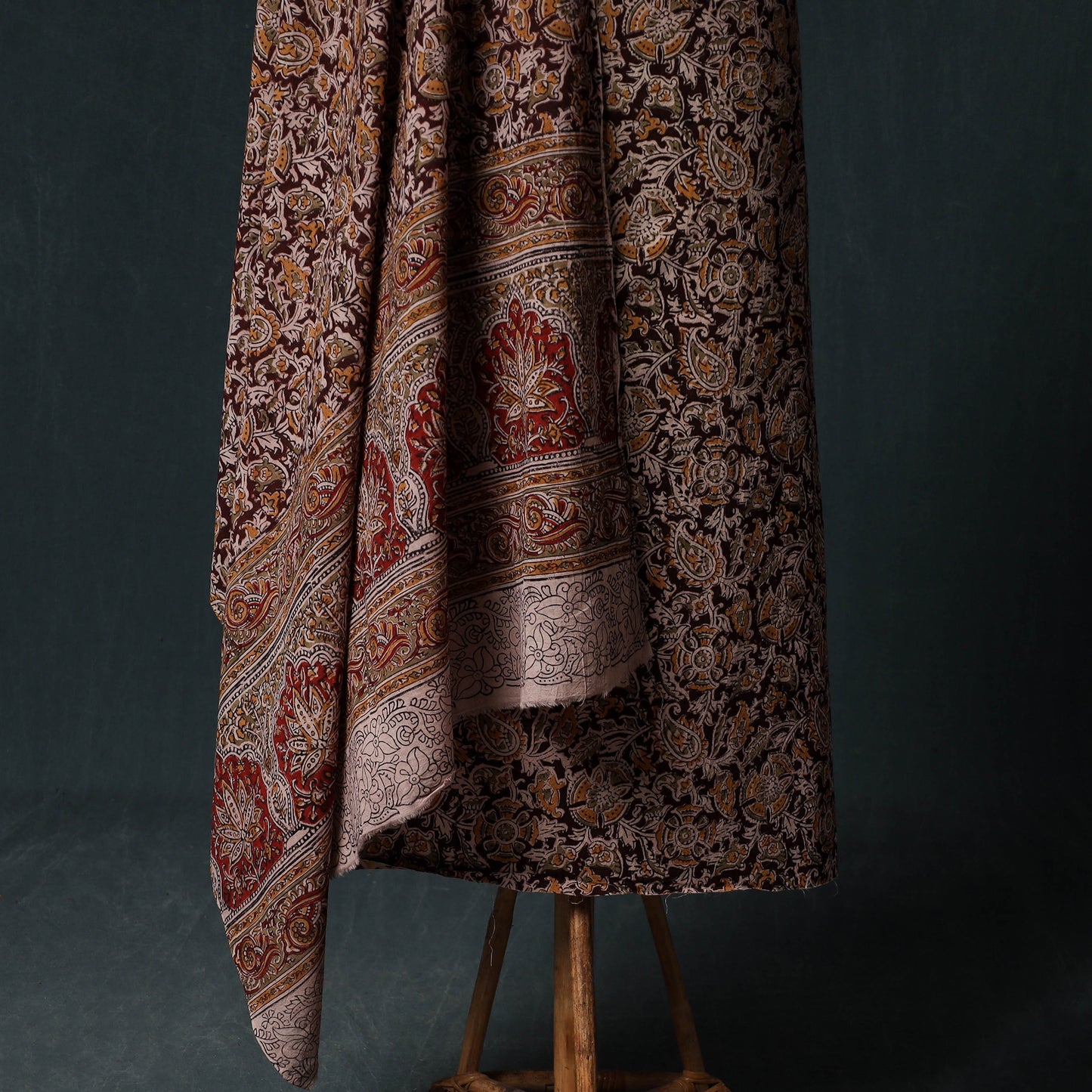 Pedana Hand Block Print Natural Dyed Cotton Kalamkari Unstitched Dress Material Kurta Set 04