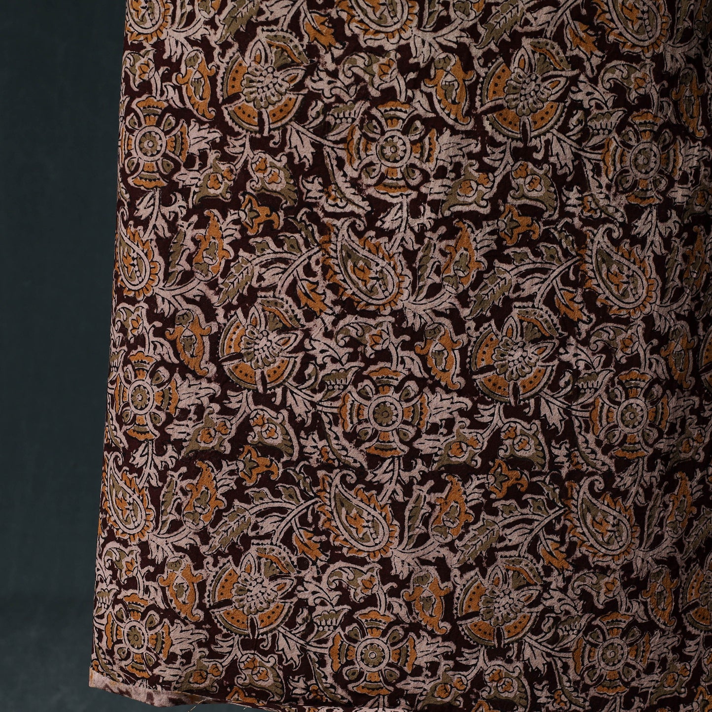 Pedana Hand Block Print Natural Dyed Cotton Kalamkari Unstitched Dress Material Kurta Set 04