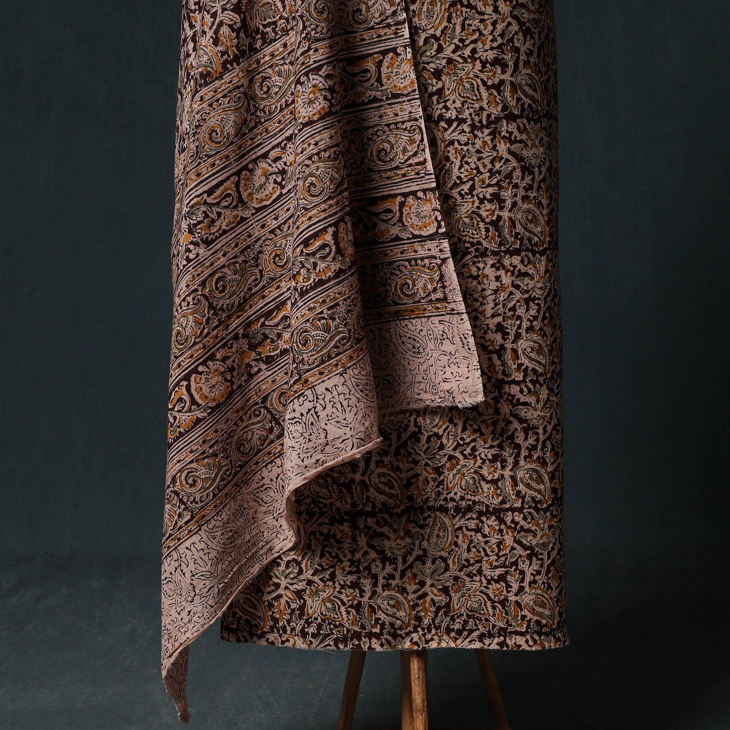 Pedana Hand Block Print Natural Dyed Cotton Kalamkari Unstitched Dress Material Kurta Set 05