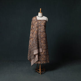 Pedana Hand Block Print Natural Dyed Cotton Kalamkari Unstitched Dress Material Kurta Set 06